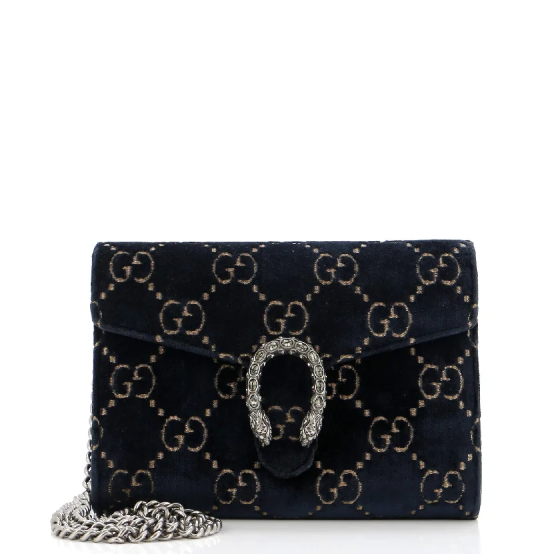 Dionysus Chain Wallet GG Velvet Small