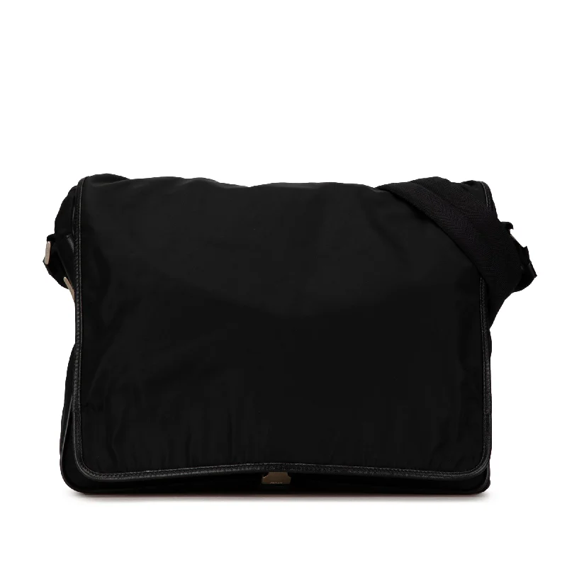 Black Prada Tessuto Buckle Messenger Bag