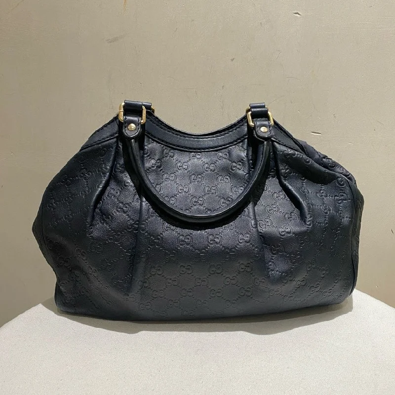 Gucci Black Guccissima Leather Sukey Tote Bag Large