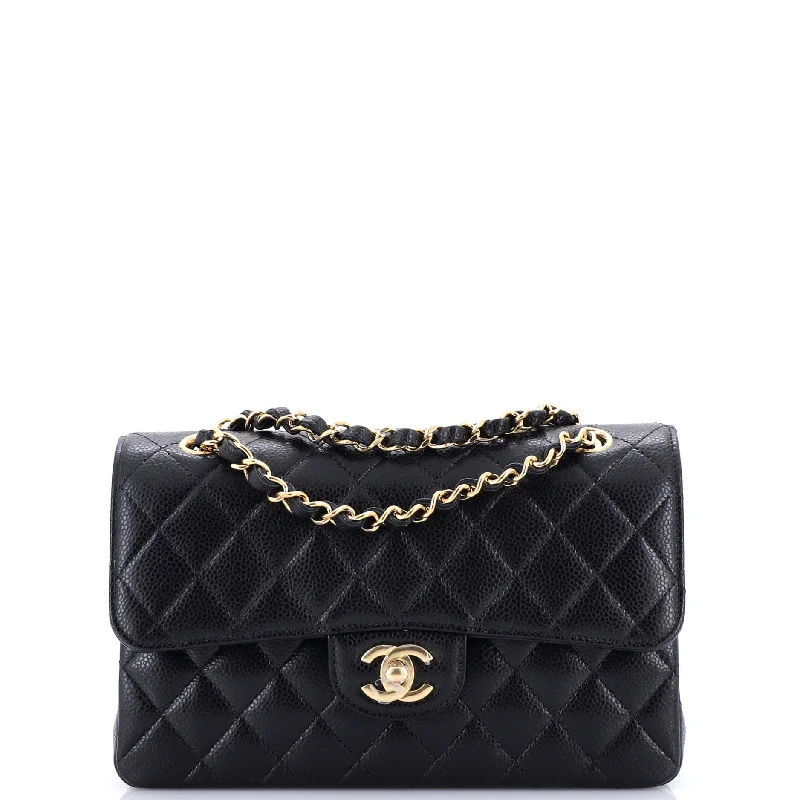 Classic Double Flap Bag Quilted Caviar Small