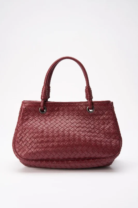 Vintage Bottega Veneta Dark Red Intrecciato Leather Tote