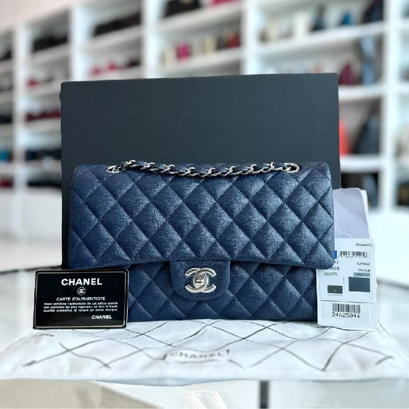 *Brand New* Caviar Medium Quilted Dark Blue SHW No 24