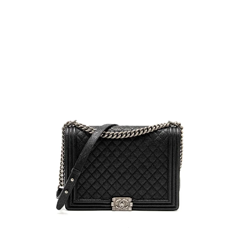 Chanel Maxi Boy Bag Caviar Black Ruthenium Hardware