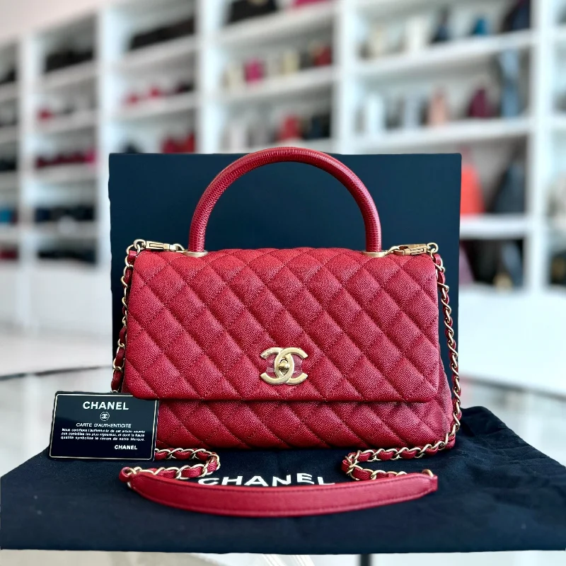 Caviar Coco Handle Medium Quilted Red 2020 GHW No 28