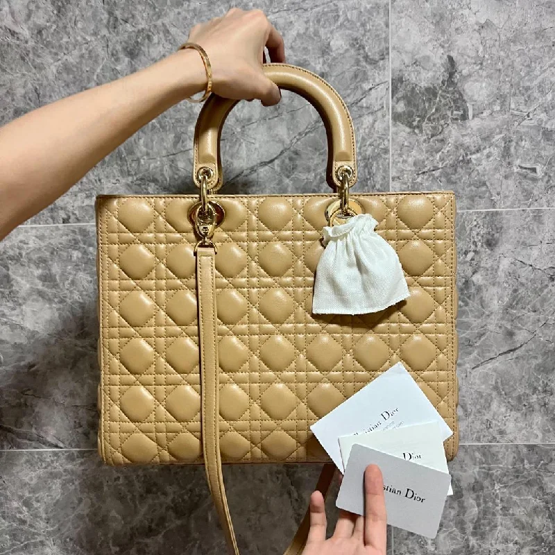 Lady Large Lambskin Beige