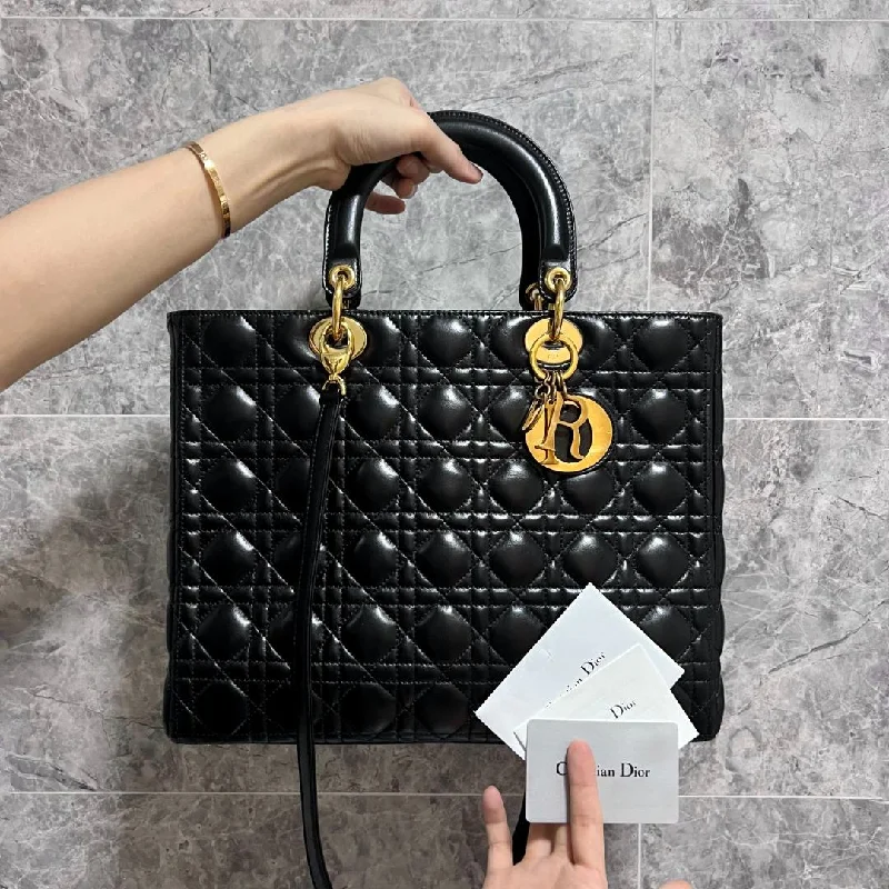 Lady Large Lambskin Black GHW