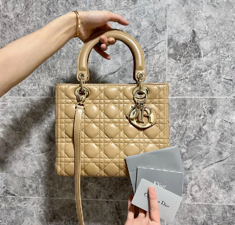 Lady Medium Lambskin Beige GHW